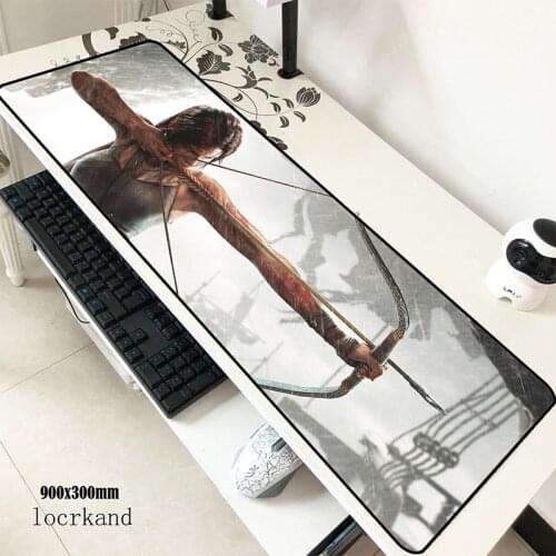 Tomb raider mouse pad 90x30cm mousepads present best gaming mousepad gamer gel large personalized mouse pads keyboard pc pad