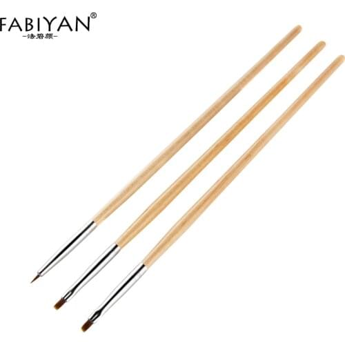 3PCS Nail Art Brush Design Painting Drawing Flower Builder Flat Angle Lines Carving Wooden Polish Manicure Tools Pen Acrylic Set