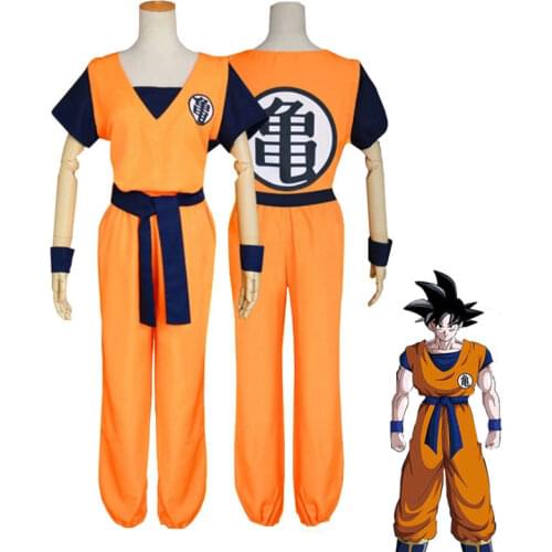 Son Goku Cosplay Costume Anime Set Halloween Short Sleeve Outfit Adult Men Summer Suit Orange