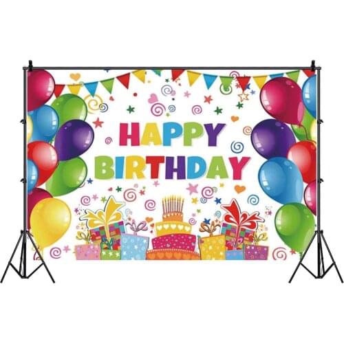 Colorful Balloon Happy Birthday Party Photography Backdrop Photo Background Cake Decoration Studio Prop Banner