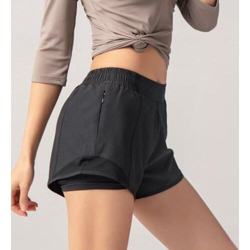 Summer Yoga Shorts Women 2 in 1 Running Short Fitness Elastic Waist Quick Dry Workout Sports Gym Shorts Sportswear