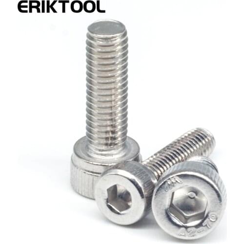 M2 M3 M4 M5 304 Stainless Steel Grade 12.9 Steel DIN912 Hexagon Hex Socket Head Cap Allen Bolt Screws Full Thread L=8-20mm