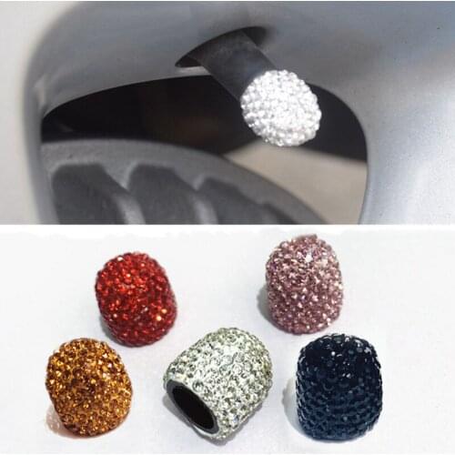 Mtsooning 4pcs Crystal Car Tire Valve Caps Diamond Shining Wheel Caps Vehicle Bling Decoration Automobiles Accessories
