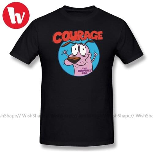 Courage Icon T-Shirt Men Cartoon Print Short Sleeve 100% Cotton T Shirt Fashion Casual Tee Shirt Summer Mens Beach Tee Shirts