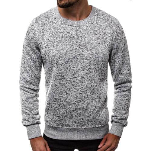 Men Long Sleeve Pullover Crewneck Autumn Winter Mens Sweatshirts Casual Gray Basic Tops Solid Color Sweatshirt