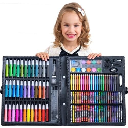 Set of 150pieces Primary School Stationery Children Brush Crayon Crayon Wax Stick Painting Tool Set Kindergarten Gift Box
