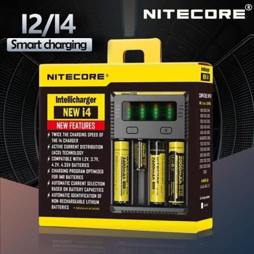 Nitecore New I4 I2 Intellicharger LCD Fast Charger 12V Charing For IMR Li-ion LiFePO4 AA AAA AAAA 18650 14500 16340 26650 21700
