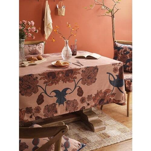 New French Vintage Christmas Tablecloth Retro Floral Velvet Nordic Household Rectangular Banquet Party Dinning Table Cover Cloth