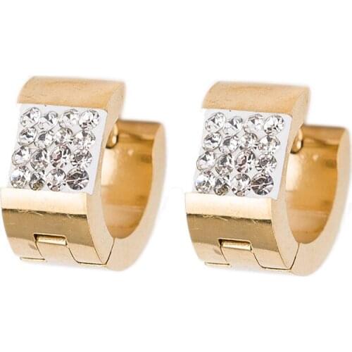 Wholesale Fashion 316L Stainless Steel Crystal Jewelry Women Gold Earrings for wedding