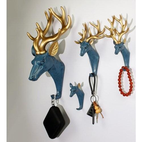 Original Nordic animal deer head coat and hat hook super glue hook American decorative wall antler key hook shelf