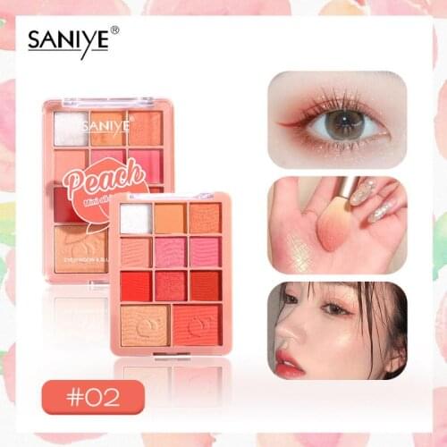SANIYE 3 in 1 Eye Shadow Palette Matte Glitter Eye Shadow Eye Makeup Easy To Color Longlasting Highlighter Blush Palette QBMY