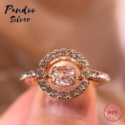 PANDOO Fashion Charm Sterling Silver Original 1:1 Copy,SWAN Ring Beating Heart Womens Ring 2021 Trend Jewelry Gift