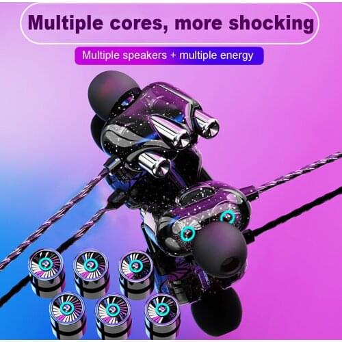 A6 Transparent In-Ear Headphones Stereo Dual Speaker Wired Earphones Wire Control Tuning Stereo Sports Headset For Xiaomi Redmi