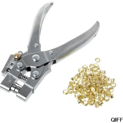 Drop Ship&Wholesale Belt Rivet Hole Punch Plier With 100pcs Eyelet Hollow Press Grommets Craft Tool For Leather Strap June 25