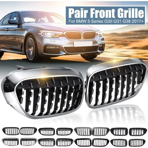 2PCS Front Bumper Kidney Grille Grill for BMW G30 G31 G38 5 Series 525I 530I 540I 550I 2017-2020 Black Double Line Kidney