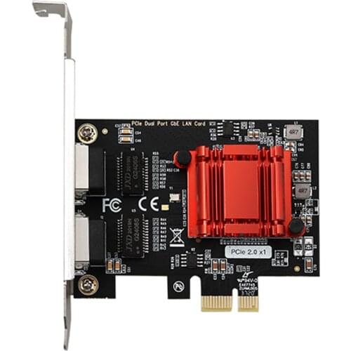 RJ45 Dual-port PCI-E 2.0 X1 Gigabit Ethernet Network Card 10/100/1000Mbps LAN Adapter Controller Intel 82575&6