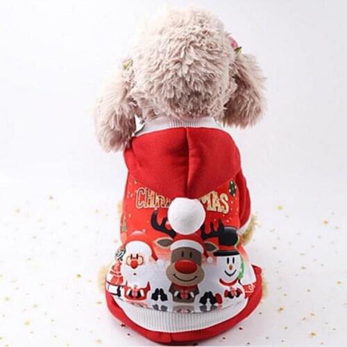 A Santa Dog Costume Pet Cat Christmas Hoodie Coat Soft Warm Clothes Reindeer Apparel for Puppy Teddy Yorkshire Poodle Maltese