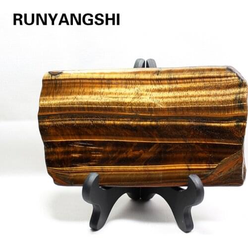 Runyangshi 1pc Natural yellow tiger eye crystal quartz jewelry stone ornaments crystal original for gifts