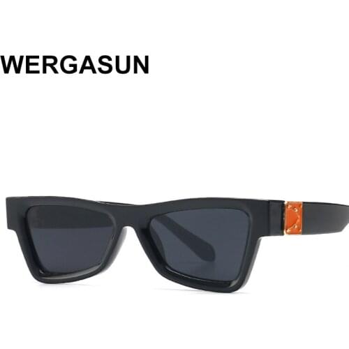 WERGASUN 2020 Trendy Sunglasses Men Women Luxury Brand Designer Vintage Classic Black Cat Eye Sun Glasses For Male UV400