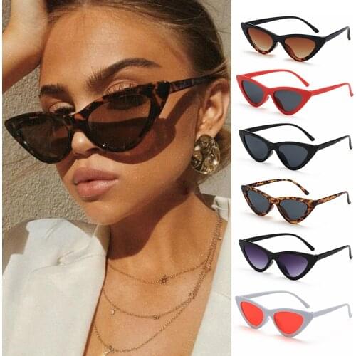Sexy Retro Cat Eye Sunglasses Women Small Triangle Vintage Ladies Sunglasses Red Female Trending Streetwear UV400 Shades Eyewear