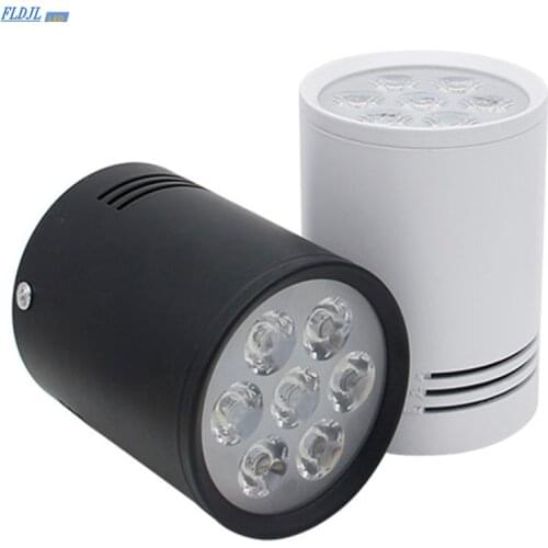 Dimmable LED Cree Surface Mounted Downlight 3W/7W/9W/12W White/Black Housing AC85-265V Ceiling Spot Lamp Home Indoor Light