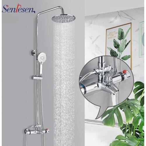 Senlesen Thermostatic Shower Systems Bathroom Faucet Chrome 8 inch Head Mixer Water Tap Para Bathroom Shower Bath
