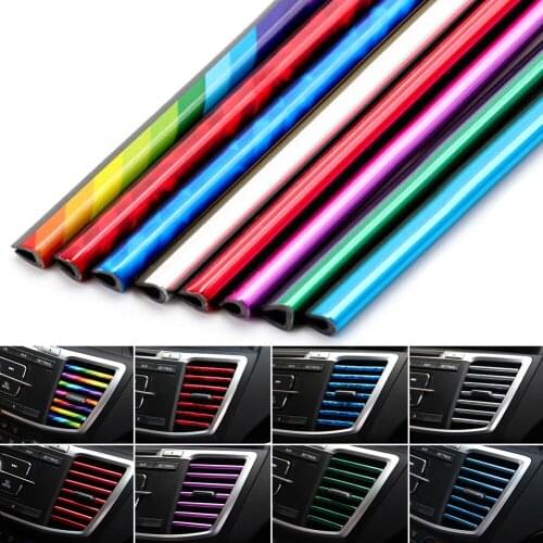 10 Pcs Air Outlet Decoration Car Accessories Auto Colorful Air Conditioner Strip Outlet Grille Decoration For Auto Accessories