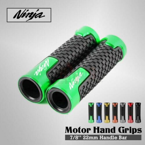 7/8"22mm Motorcycle Accessories Universal CNC Aluminum+Rubber Handle Grips for KAWASAKI NINJA 400 EX300 250 2019