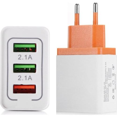 QC3.0 Universal Travel Adapter EU plug Portable Wall Power Plug 3USB Port Charger 5V 2.1A USB For Mobile Phone Tablet PC