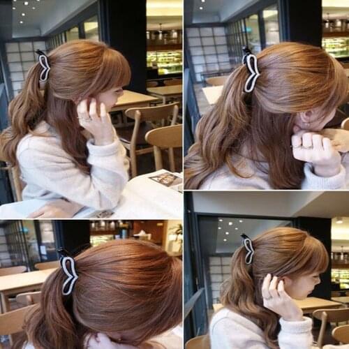 Korean Style Heart Hair Claws Women Rhinestone Hair Clips Grips Black/Brown Color Ponytail Clamp Holder Hair Accessories