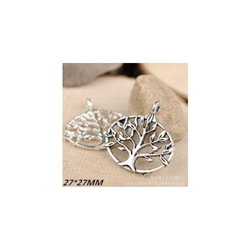 10pcs 27mm Antique Silver tone/Bronze/Silver Plated Hollow Filigree Lucky Wish Tree of Life Oval Connector Pendant Charm/Finding