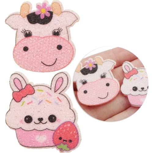 Pink Animal Series Glitter Non-woven Patch 1pcs,DIY Craft Supplies Accessories Home Textile Dress,10Yc17044
