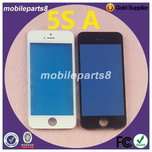100pcs/lot Glass with frame for iPhone 5S Front Screen Outer Glass with frame Replacement Black or White
