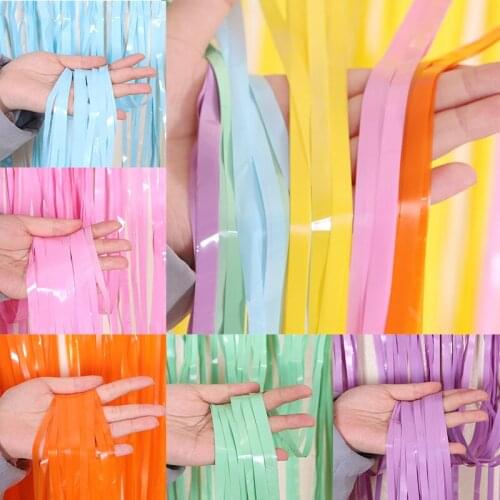 2M Macaron Backdrop Curtain Tinsel Rain Birthday Decorations Adult Kids Fortnight Party Wedding Photograph Pastel Tassel Curtain