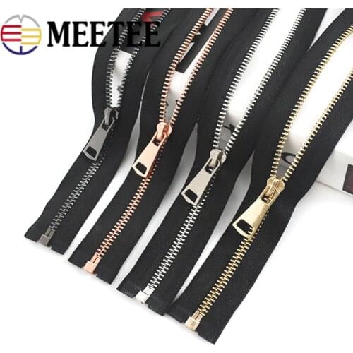 2pcs Meetee 15/60/70/80cm 5# Metal Zippers Auto Lock Zips for Down Coat Garments Zipper Shoes Pocket Garment Sewing Accessories