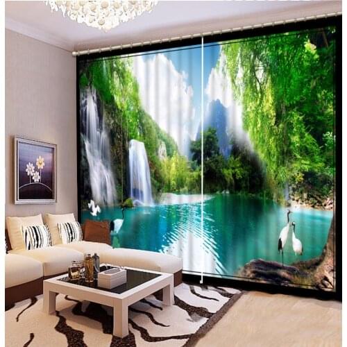 3D Curtain Custom 3D Beautiful Natural Mountain Landscape Waterfall Curtain Living Room 3D Bathroom Shower Curtain