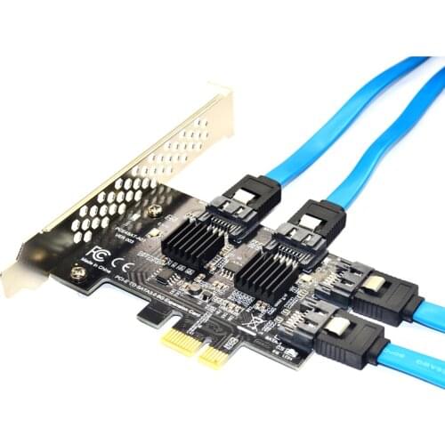 4 port SATA 3.0 to PCIe expansion Card PCI express PCI e SATA Adapter PCI-e SATA 3 Converter with Heat Sink for PC IPFS SSD HDD