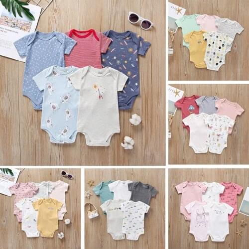 5PCS/Lot Baby Boys Clothes Unicorn Girls Clothing Bodysuits Baby Girls Clothes 0-24M Newborn Cotton Baby Costume Roupas de bebe