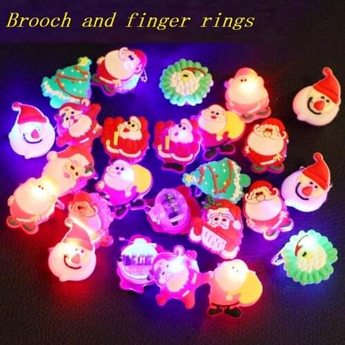 Christmas Ring Light Glow In The Dark Flash Glowing Brooch Toys LED Santa Claus Shine In The Dark Toys Party Child Gift