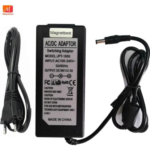 16V 5A AC DC Adaptor For LED Light CCTV Speaker sound 16V 5A 80W Switching Power Supply Charger With AC Cable