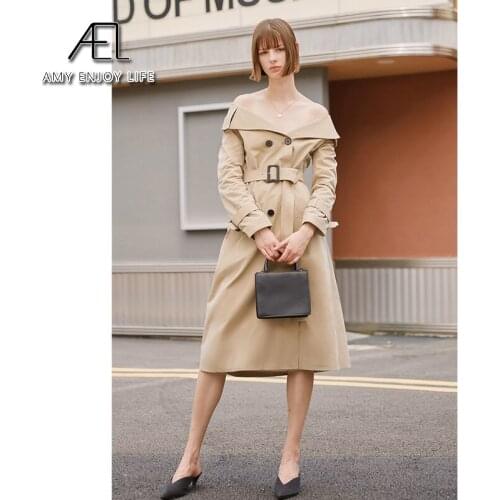 Женские двубортные тренчи Amyenjoylife China At AliExpress