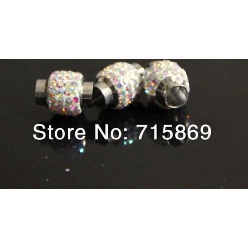 Free Ship 10 set Hole Size 7mm Silver Tone AB Color Rhinestone Magnetic Clasps 17x12mm(5/8"x4/8") Finding