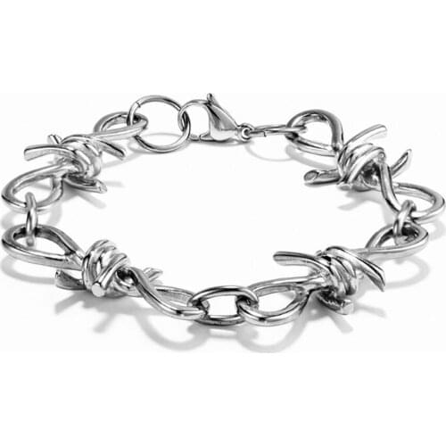 Stainless Steel Hip Hop Thistles and Thorns Men Women Punk Rock Bracelet Bangle Jewelry Gift For Him