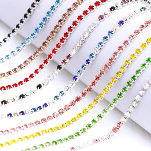 Ss12 3mm Nail Chain Zircon Rhinestone Alloy DIY Decorative Nail Chain 3D Effect 1 Meter Jewelry Accessories 10 Colors