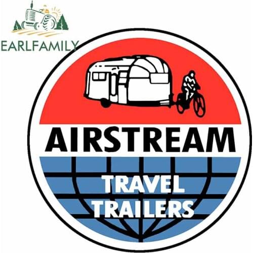 EARLFAMILY 13cm x 12.3cm for Airstream Travel Trailer Windshield Refrigerator Car Stickers Bumper Decal Bumper VAN Decoration