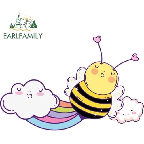 EARLFAMILY 13cm x 8.5cm for Lovely Little Bee Car Stickers Sunscreen Cartoon Decals Scratch-Proof Windows Trunk Decor Car Label