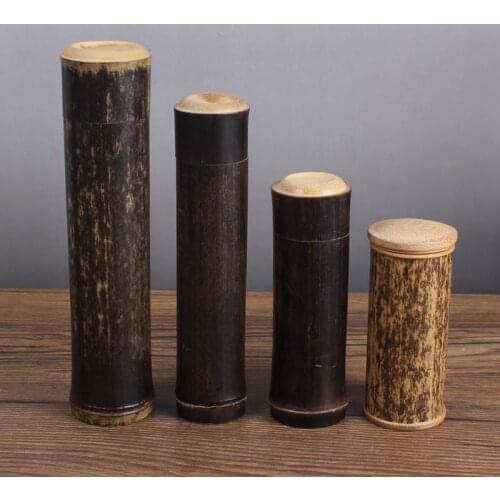Tea canister tea canister portable sealed bamboo canister travel packing tea box Purple bamboo double section