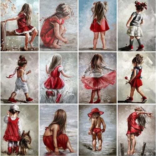 Evershine 5D DIY Diamond Painting Girl Black Red Diamond Embroidery Portrait Diamond Mosaic Full Layout Home Decor Gift