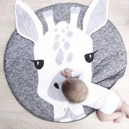 Play Mat Cartoon Animal Baby Mat Newborn Infant Crawling Blanket Cotton Round Floor Carpet Rugs Mat for Kids Room Nursery Decor