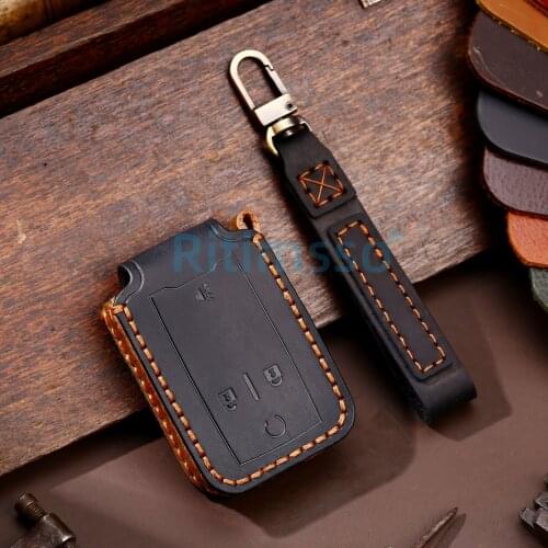 For GMC Canyon Sierra Yukon for Chevrolet Silverado Colorado Tahoe Suburban Leather Remote Key Case Fob Shell Cover Holder